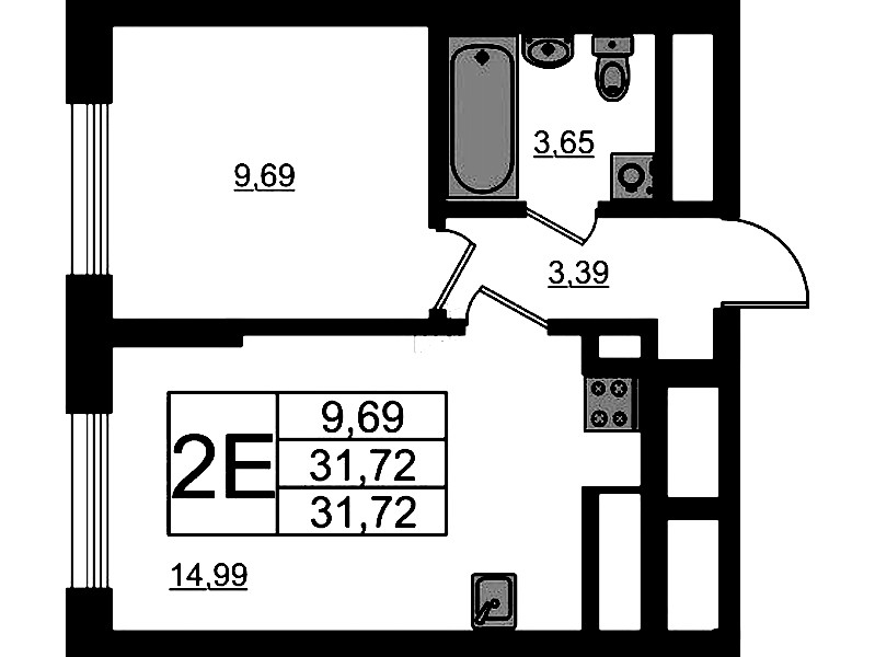 1-комнатная квартира 31.72 м², 3/10 эт., ЖК «UP! Квартал Новый Московский»